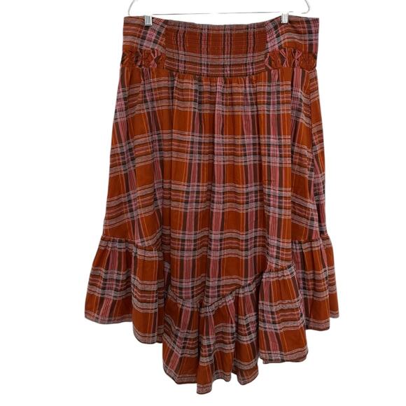 Anthropologie Plaid A-Line Midi Skirt high low high waisted size XL - Picture 6 of 16